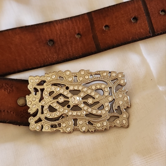 Old Navy Leather Belt with Rhinestone Buckle - Picture 5 of 13
